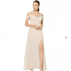 Bill Levkoff Champagne Chiffon Sweetheart Dress